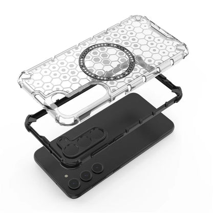 For Samsung Galaxy S23 Cell Phone Case Honeycomb TPU+PC Phone Cover Compatible with MagSafe