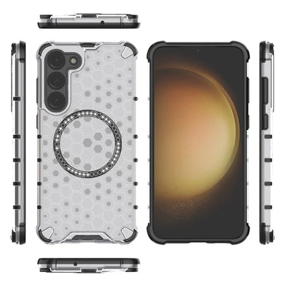 For Samsung Galaxy S23 Cell Phone Case Honeycomb TPU+PC Phone Cover Compatible with MagSafe