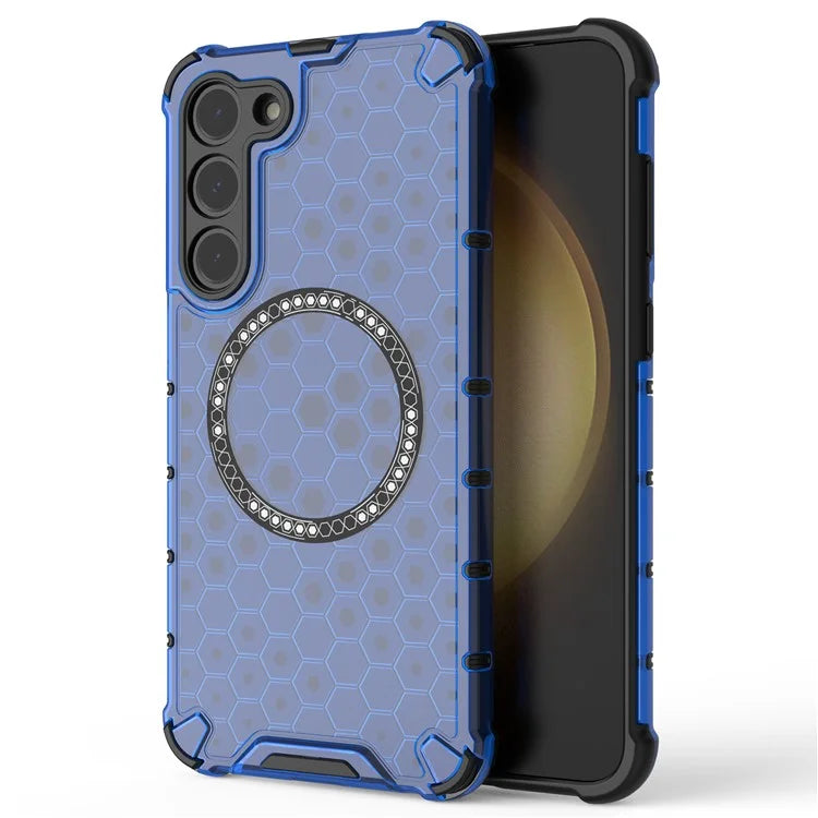 For Samsung Galaxy S23 Cell Phone Case Honeycomb TPU+PC Phone Cover Compatible with MagSafe