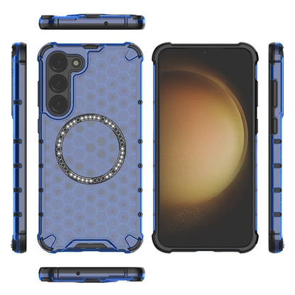 For Samsung Galaxy S23 Cell Phone Case Honeycomb TPU+PC Phone Cover Compatible with MagSafe