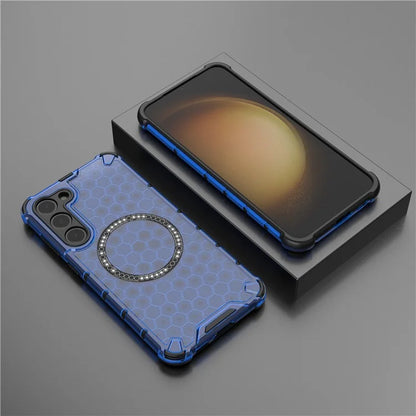 For Samsung Galaxy S23 Cell Phone Case Honeycomb TPU+PC Phone Cover Compatible with MagSafe
