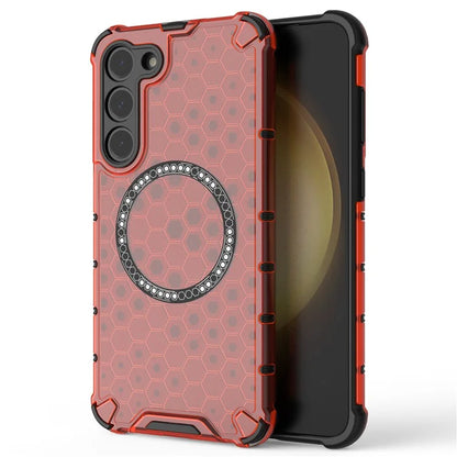 For Samsung Galaxy S23 Cell Phone Case Honeycomb TPU+PC Phone Cover Compatible with MagSafe