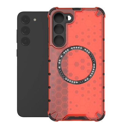 For Samsung Galaxy S23 Cell Phone Case Honeycomb TPU+PC Phone Cover Compatible with MagSafe