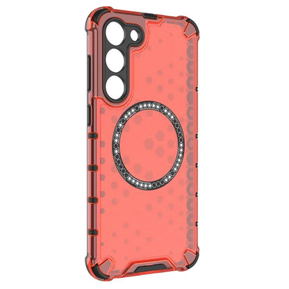 For Samsung Galaxy S23 Cell Phone Case Honeycomb TPU+PC Phone Cover Compatible with MagSafe