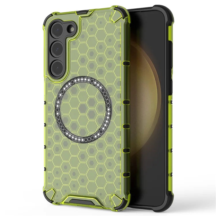 For Samsung Galaxy S23 Cell Phone Case Honeycomb TPU+PC Phone Cover Compatible with MagSafe