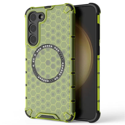 For Samsung Galaxy S23 Cell Phone Case Honeycomb TPU+PC Phone Cover Compatible with MagSafe