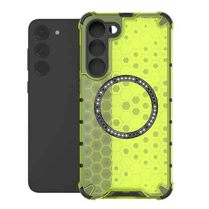 For Samsung Galaxy S23 Cell Phone Case Honeycomb TPU+PC Phone Cover Compatible with MagSafe