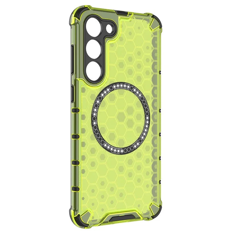 For Samsung Galaxy S23 Cell Phone Case Honeycomb TPU+PC Phone Cover Compatible with MagSafe