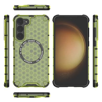 For Samsung Galaxy S23 Cell Phone Case Honeycomb TPU+PC Phone Cover Compatible with MagSafe
