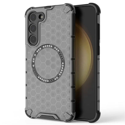 For Samsung Galaxy S23 Cell Phone Case Honeycomb TPU+PC Phone Cover Compatible with MagSafe