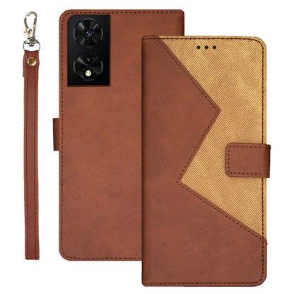IDEWEI For TCL 505 Case Card Holder Stand Splicing Color Leather Phone Cover