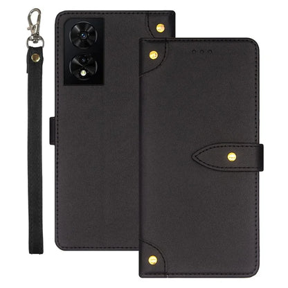 IDEWEI For TCL 505 Case PU Leather Card Holder Phone Cover Golden Buttons Decor