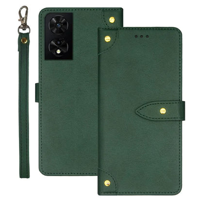 IDEWEI For TCL 505 Case PU Leather Card Holder Phone Cover Golden Buttons Decor