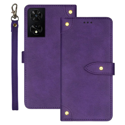 IDEWEI For TCL 505 Case PU Leather Card Holder Phone Cover Golden Buttons Decor