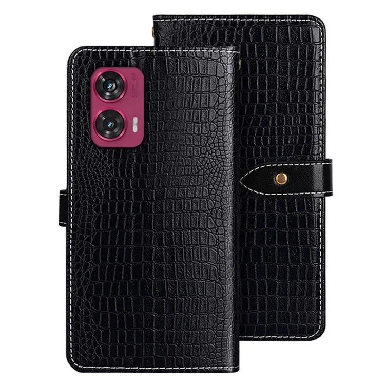 IDEWEI For Motorola Edge 50 Fusion 5G Case Leather Phone Cover Crocodile Texture