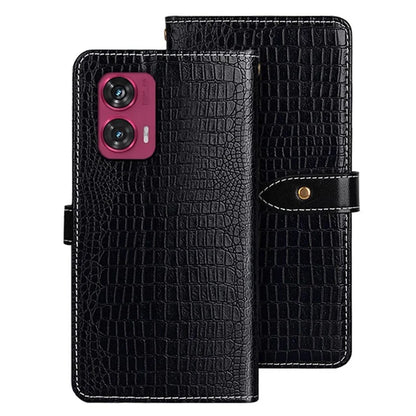 IDEWEI For Motorola Edge 50 Fusion 5G Case Leather Phone Cover Crocodile Texture
