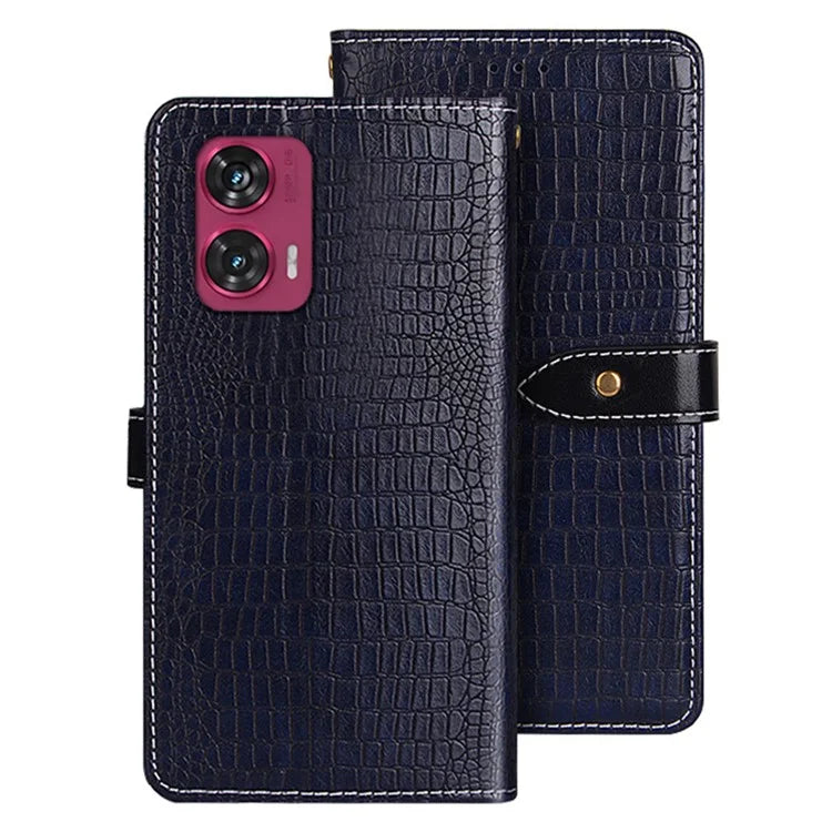 IDEWEI For Motorola Edge 50 Fusion 5G Case Leather Phone Cover Crocodile Texture