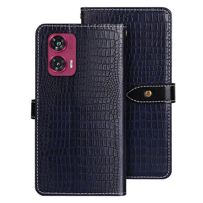 IDEWEI For Motorola Edge 50 Fusion 5G Case Leather Phone Cover Crocodile Texture