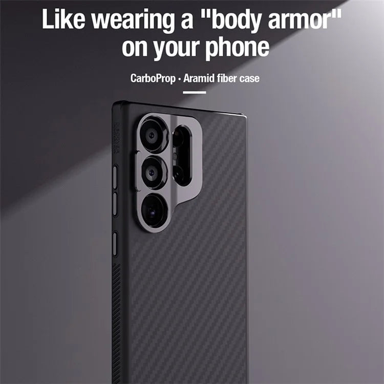 NILLKIN Carboprof Case for Samsung Galaxy S24 Ultra Magnetic Case TPU+Aramid Fiber Lens Kickstand Phone Cover