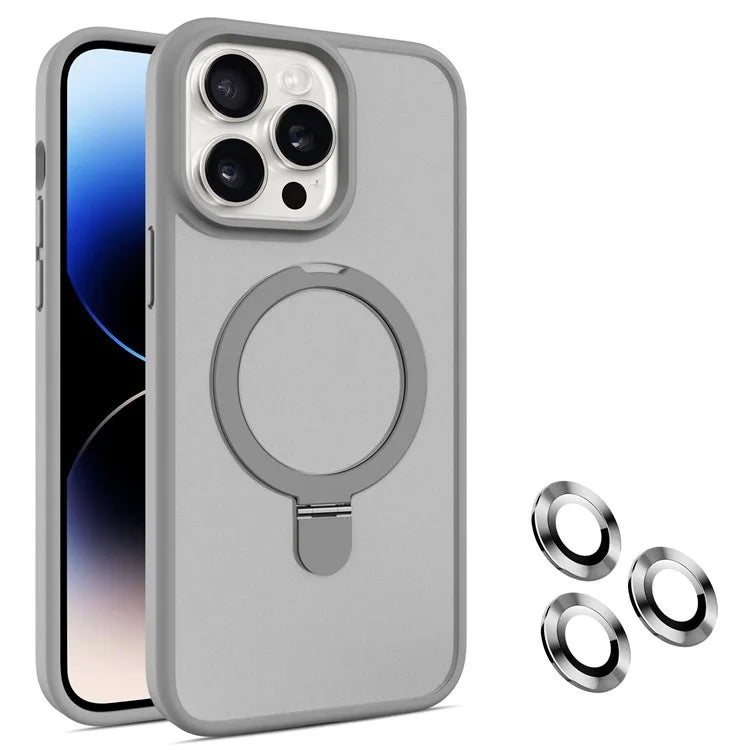 For iPhone 14 Pro Magnetic Case PC+TPU Phone Case with Camera Lens Protector Set