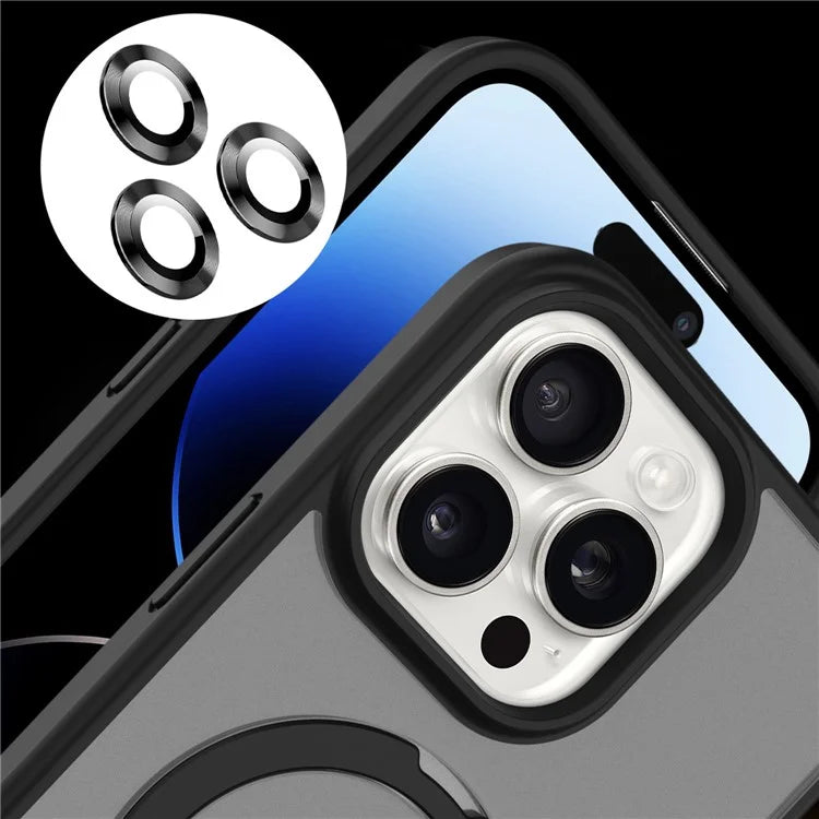 For iPhone 14 Pro Magnetic Case PC+TPU Phone Case with Camera Lens Protector Set