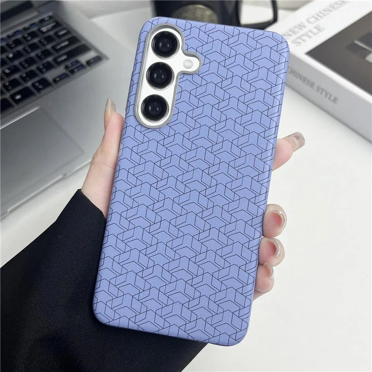 For Samsung Galaxy S24+ Case Leather+TPU Thin Stylish Geometric Cover