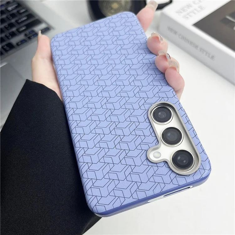 For Samsung Galaxy S24+ Case Leather+TPU Thin Stylish Geometric Cover