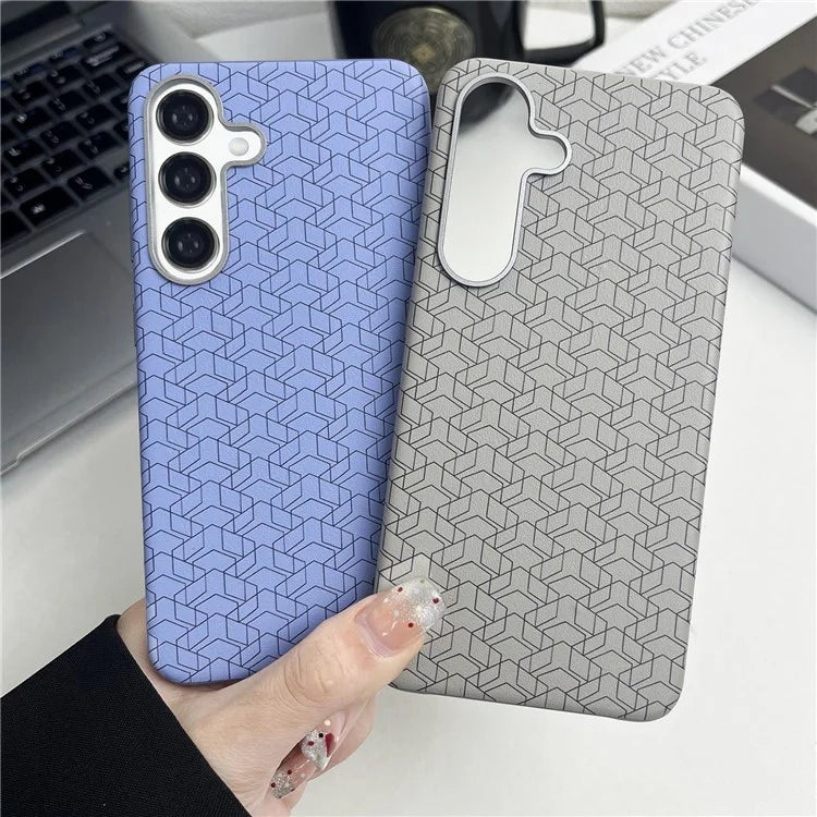 For Samsung Galaxy S24+ Case Leather+TPU Thin Stylish Geometric Cover