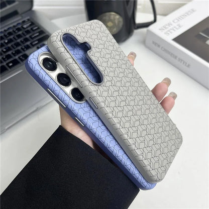 For Samsung Galaxy S24+ Case Leather+TPU Thin Stylish Geometric Cover
