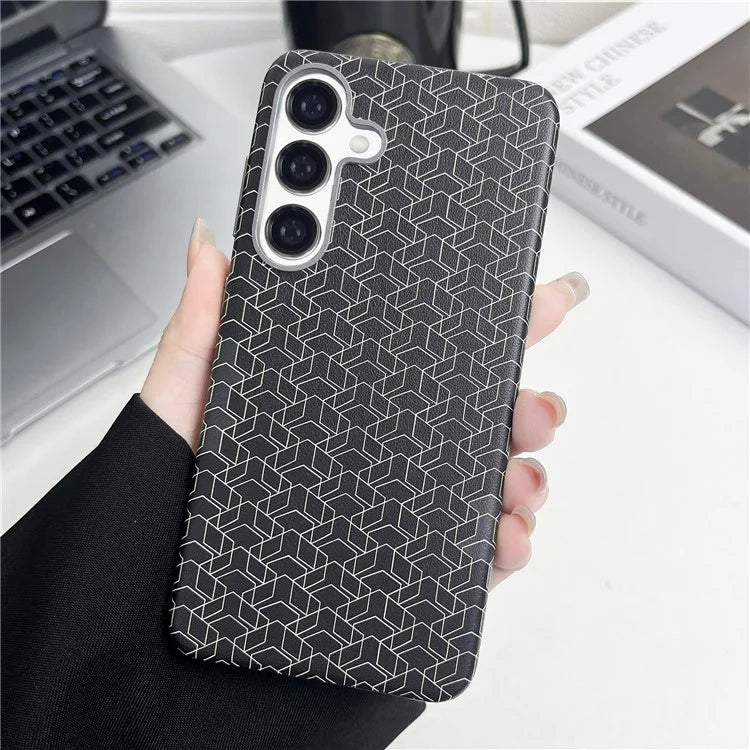 For Samsung Galaxy S24+ Case Leather+TPU Thin Stylish Geometric Cover