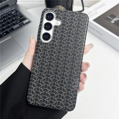 For Samsung Galaxy S24+ Case Leather+TPU Thin Stylish Geometric Cover