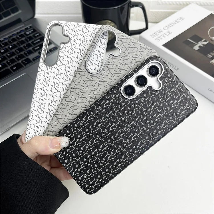 For Samsung Galaxy S24+ Case Leather+TPU Thin Stylish Geometric Cover
