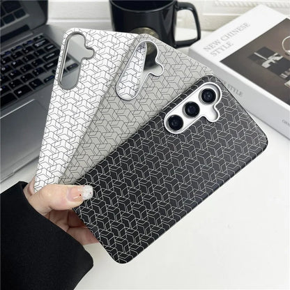For Samsung Galaxy S24+ Case Leather+TPU Thin Stylish Geometric Cover