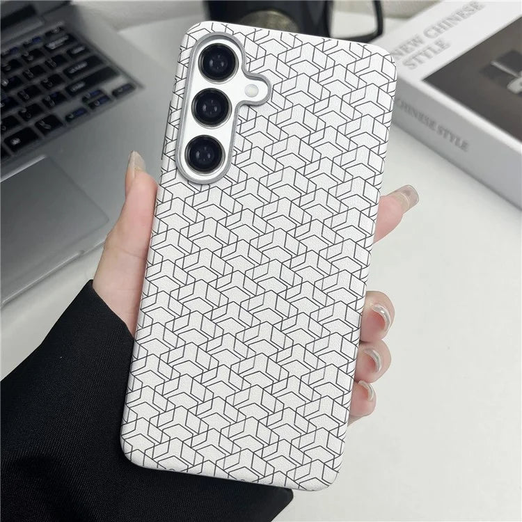 For Samsung Galaxy S24+ Case Leather+TPU Thin Stylish Geometric Cover