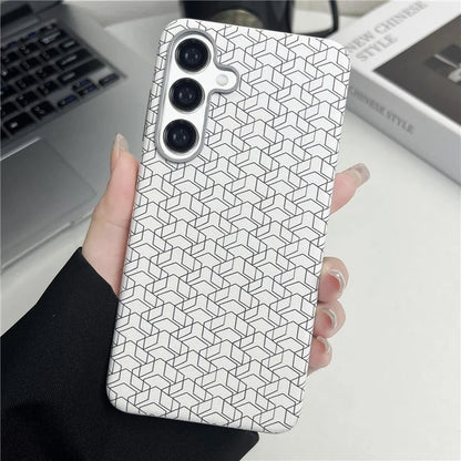 For Samsung Galaxy S24+ Case Leather+TPU Thin Stylish Geometric Cover