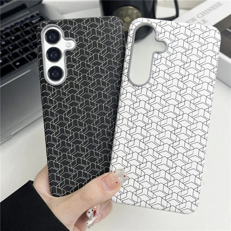 For Samsung Galaxy S24+ Case Leather+TPU Thin Stylish Geometric Cover