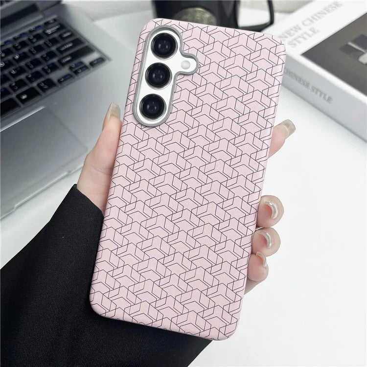 For Samsung Galaxy S24+ Case Leather+TPU Thin Stylish Geometric Cover