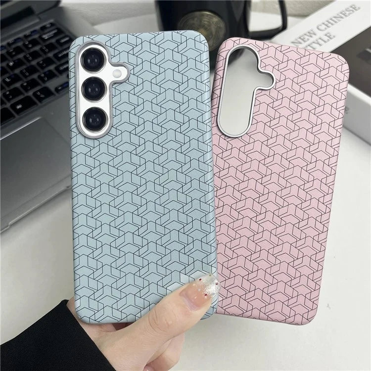 For Samsung Galaxy S24+ Case Leather+TPU Thin Stylish Geometric Cover