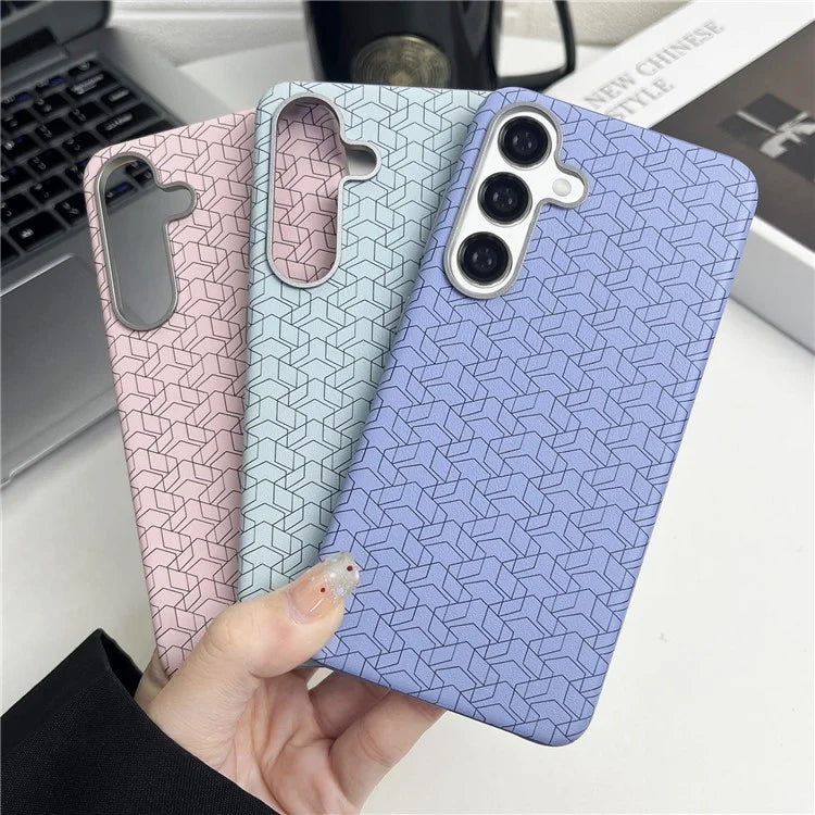For Samsung Galaxy S24+ Case Leather+TPU Thin Stylish Geometric Cover