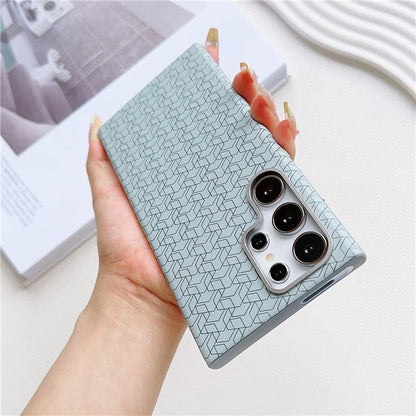 For Samsung Galaxy S24 Ultra Case Leather+TPU Phone Cover Geometric Pattern Design