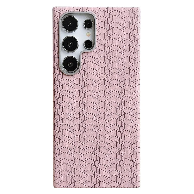 For Samsung Galaxy S24 Ultra Case Leather+TPU Phone Cover Geometric Pattern Design