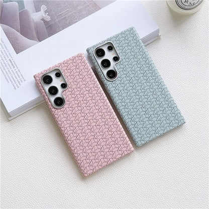 For Samsung Galaxy S24 Ultra Case Leather+TPU Phone Cover Geometric Pattern Design