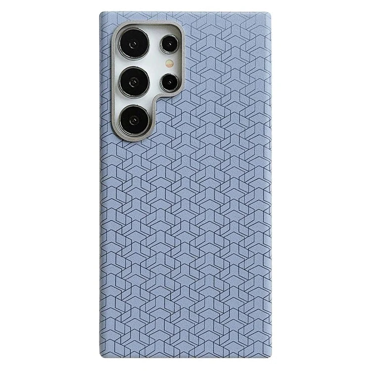 For Samsung Galaxy S24 Ultra Case Leather+TPU Phone Cover Geometric Pattern Design