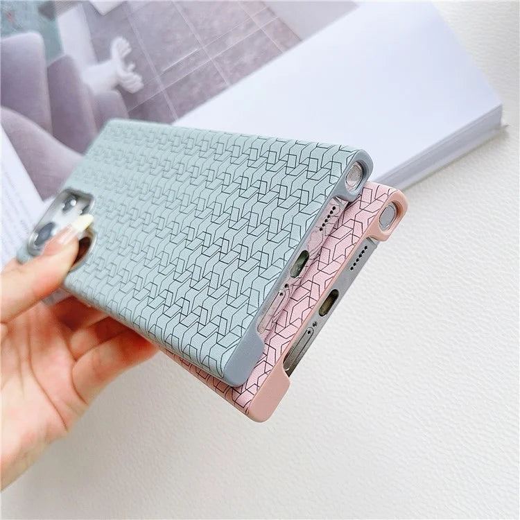 For Samsung Galaxy S24 Ultra Case Leather+TPU Phone Cover Geometric Pattern Design