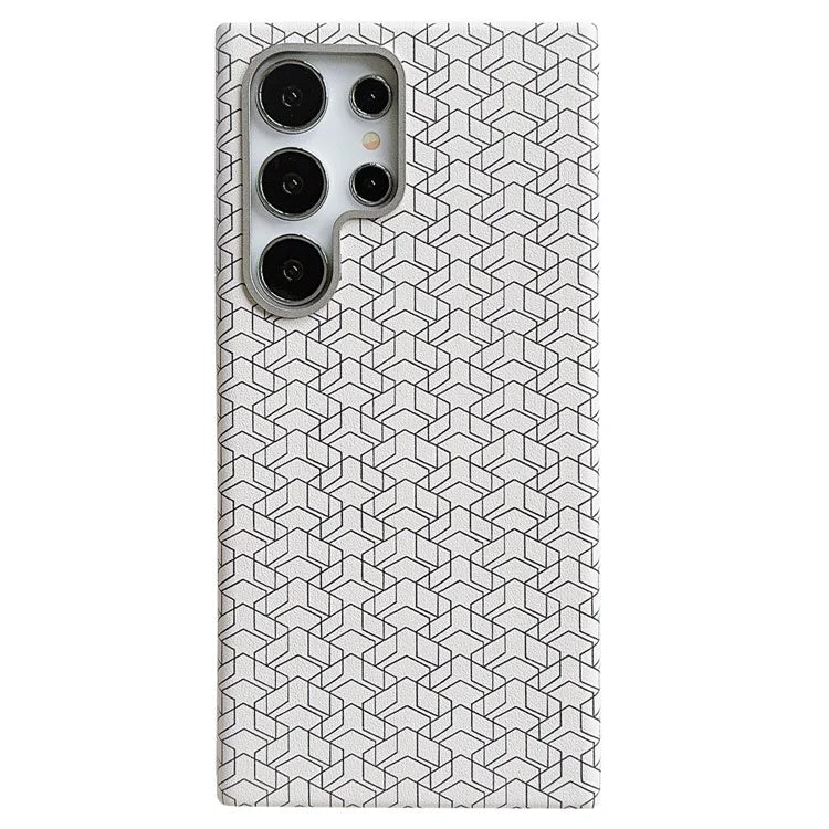 For Samsung Galaxy S24 Ultra Case Leather+TPU Phone Cover Geometric Pattern Design