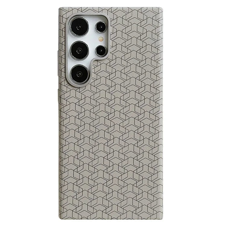 For Samsung Galaxy S24 Ultra Case Leather+TPU Phone Cover Geometric Pattern Design