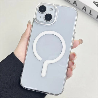 For iPhone 13 Magnetic Case Transparent TPU+PC Phone Cover