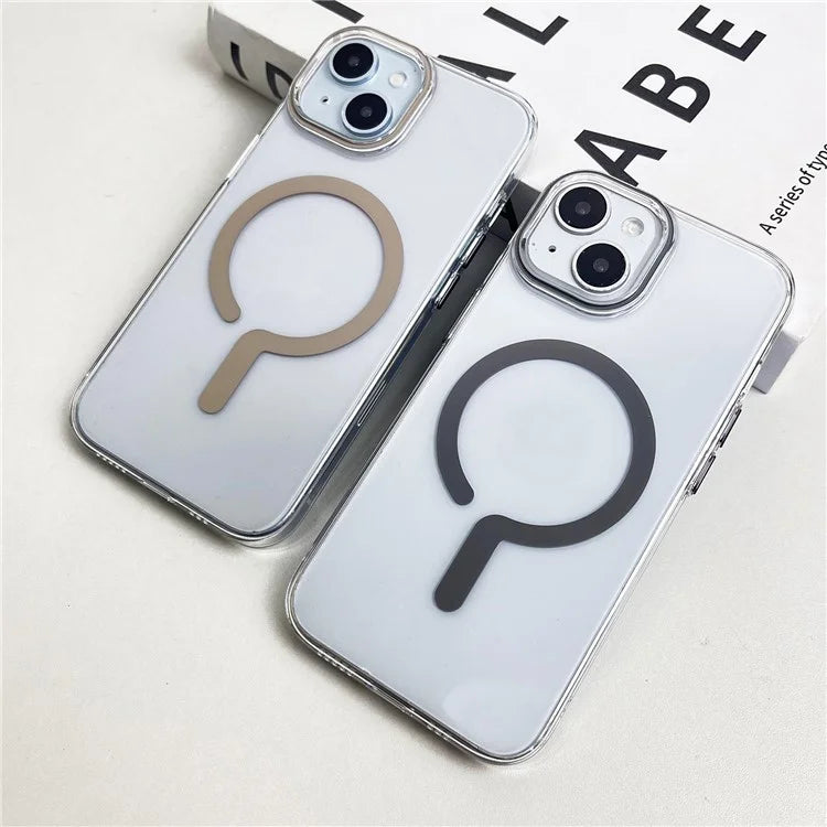 For iPhone 13 Magnetic Case Transparent TPU+PC Phone Cover