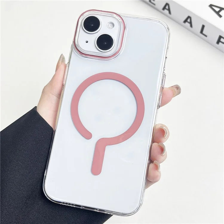 For iPhone 13 Magnetic Case Transparent TPU+PC Phone Cover