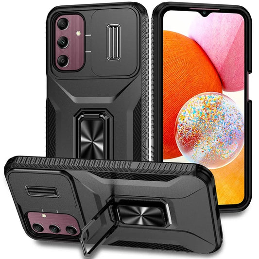 For Samsung Galaxy A15 5G Case Kickstand Slide Lens Lid TPU+PC Hybrid Phone Cover